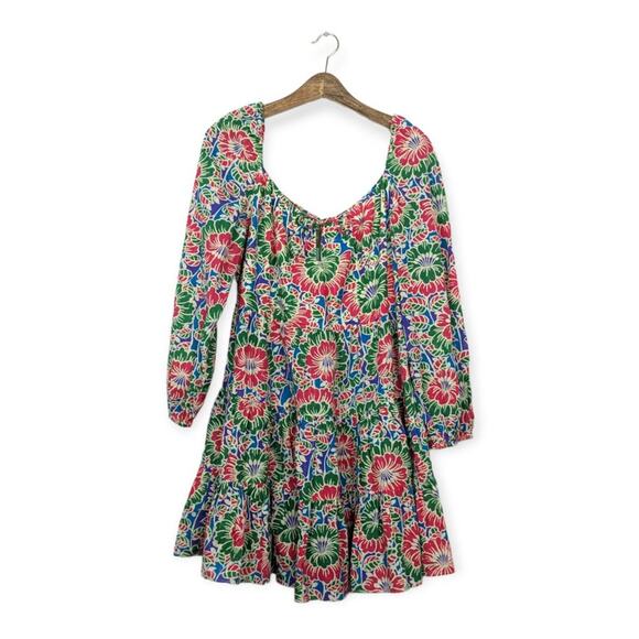 NWT RIXO London Roxy Multicolored Hibiscus Long Sleeve Mini Dress - Picture 1 of 13